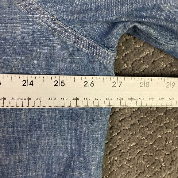 Outerknown Button Down Shirt Men's XXL Chambray Denim Chin Strap Organic Cotton - Picture 8 of 9